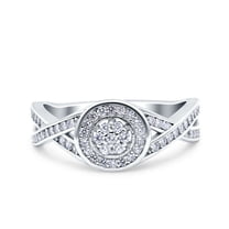 Simulated Cubic Zirconia Size-5 Half Eternity Halo Art Deco Ring Wedding Engagement Infinity Band 925 Sterling Silver
