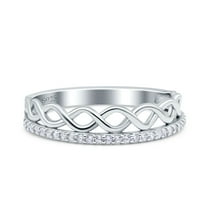 Simulated Cubic Zirconia Size-5 Half Eternity Infinity Twisted Shank Wedding Ring Band 925 Sterling Silver