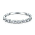 thumbnail image 1 of Simulated Cubic Zirconia Size-5 Half Eternity Marquise Wedding Band 925 Sterling Silver, 1 of 7
