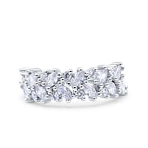 Simulated Cubic Zirconia Size-5 Half Eternity Ring Marquise Wedding Engagement Band 925 Sterling Silver
