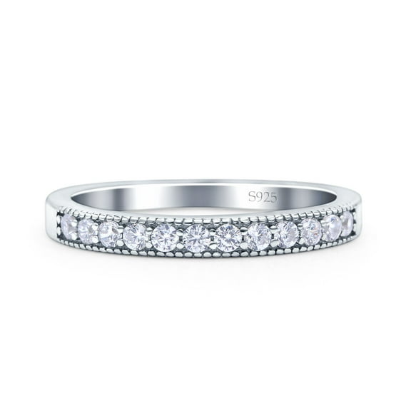 Simulated Cubic Zirconia Size-5 Half Eternity Ring Wedding Engagement Band 925 Sterling Silver