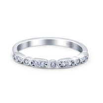 Simulated Cubic Zirconia Size-5 Half Eternity Ring Wedding Engagement Band 925 Sterling Silver