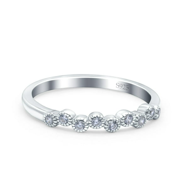 Simulated Cubic Zirconia Size-5 Half Eternity Ring Wedding Engagement Band 925 Sterling Silver