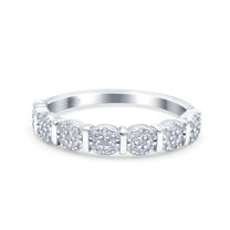 Simulated Cubic Zirconia Size-5 Half Eternity Ring Wedding Engagement Band 925 Sterling Silver