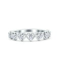 thumbnail image 1 of Simulated Cubic Zirconia Size-5 Half Eternity Ring Wedding Engagement Band Heart Ring 925 Sterling Silver, 1 of 7