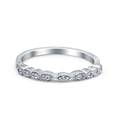 thumbnail image 1 of Simulated Cubic Zirconia Size-5 Half Eternity Ring Wedding Engagement Band Marquise 925 Sterling Silver, 1 of 7
