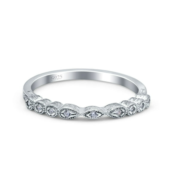 Simulated Cubic Zirconia Size-5 Half Eternity Ring Wedding Engagement Band Marquise 925 Sterling Silver