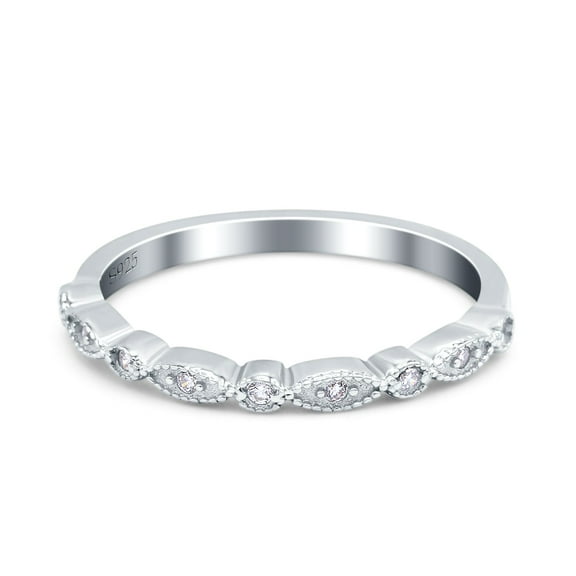 Simulated Cubic Zirconia Size-5 Half Eternity Wedding Band Ring Marquise CZ 925 Sterling Silver