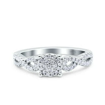 Simulated Cubic Zirconia Size-5 Halo Art Deco Ring Round Wedding Engagement Infinity Band 925 Sterling Silver