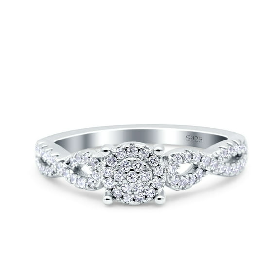 Simulated Cubic Zirconia Size-5 Halo Art Deco Ring Round Wedding Engagement Infinity Band 925 Sterling Silver