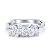 Simulated Cubic Zirconia Size-5 Halo Heart Promise Ring 925 Sterling Silver