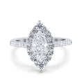 thumbnail image 1 of Simulated Cubic Zirconia Size-5 Halo Marquise Art Deco Engagement Wedding Bridal Ring 925 Sterling Silver, 1 of 7