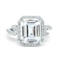 thumbnail image 1 of Simulated Cubic Zirconia Size-5 Halo Radiant Cut Wedding Engagement Ring 925 Sterling Silver, 1 of 7
