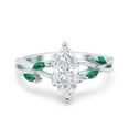 thumbnail image 1 of Simulated Cubic Zirconia Size-5 Infinity Twist Green Emerald Marquise Art Deco Engagement Wedding Bridal Ring 925 Sterling Silver, 1 of 7