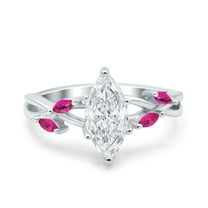Simulated Cubic Zirconia Size-5 Infinity Twist Ruby Marquise Art Deco Engagement Wedding Bridal Ring 925 Sterling Silver