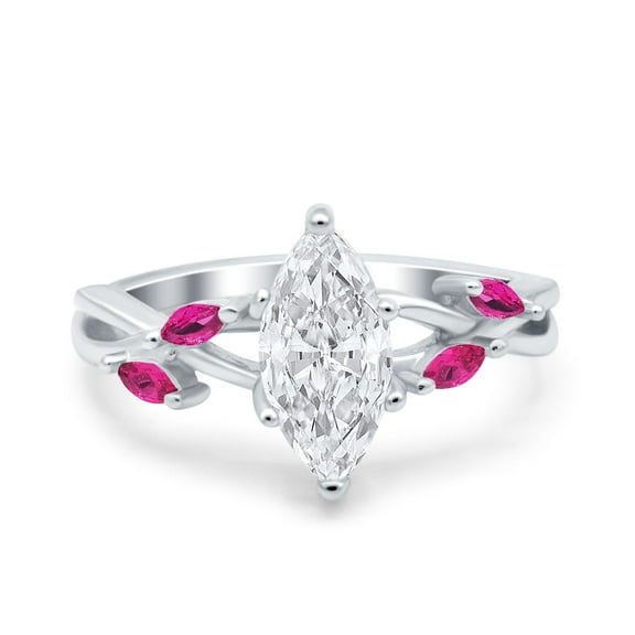 Simulated Cubic Zirconia Size-5 Infinity Twist Ruby Marquise Art Deco Engagement Wedding Bridal Ring 925 Sterling Silver