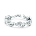thumbnail image 1 of Simulated Cubic Zirconia Size-5 Leaf Eternity Ring Wedding Engagement Band 925 Sterling Silver, 1 of 7