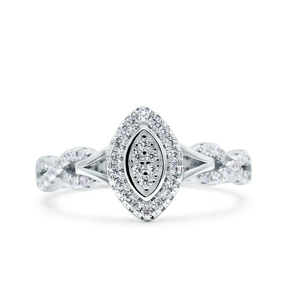 Simulated Cubic Zirconia Size-5 Marquise Infinity Half Eternity Ring Wedding Engagement Band 925 Sterling Silver