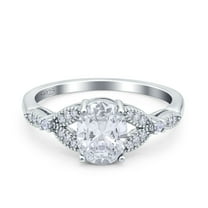 Simulated Cubic Zirconia Size-5 Oval Art Deco Wedding Engagement Bridal Ring Accent Vintage 925 Sterling Silver