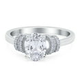 thumbnail image 1 of Simulated Cubic Zirconia Size-5 Oval Art Deco Wedding Engagement Bridal Ring Round CZ 925 Sterling Silver, 1 of 7