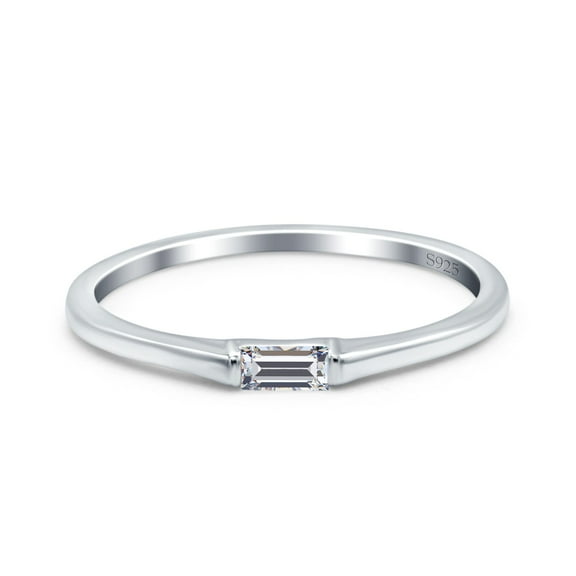 Simulated Cubic Zirconia Size-5 Petite Dainty Baguette Thumb Ring Wedding Engagement Ring 925 Sterling Silver