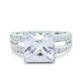 thumbnail image 1 of Simulated Cubic Zirconia Size-5 Princess Cut Art Deco Engagement Wedding Bridal Ring 925 Sterling Silver, 1 of 7
