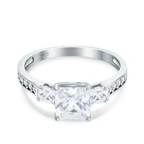 Simulated Cubic Zirconia Size-5 Princess Cut Art Deco Wedding Engagement Bridal Ring 925 Sterling Silver