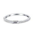 thumbnail image 1 of Simulated Cubic Zirconia Size-5 Simple Baguette Shape Wedding Ring 925 Sterling Silver, 1 of 7