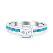 Simulated Cubic Zirconia Size-5 Solitaire Accent Fashion Ring Princess Cut 925 Sterling Silver