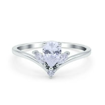 Simulated Cubic Zirconia Size-5 Teardrop Pear Art Deco Engagement Ring Marquise 925 Sterling Silver
