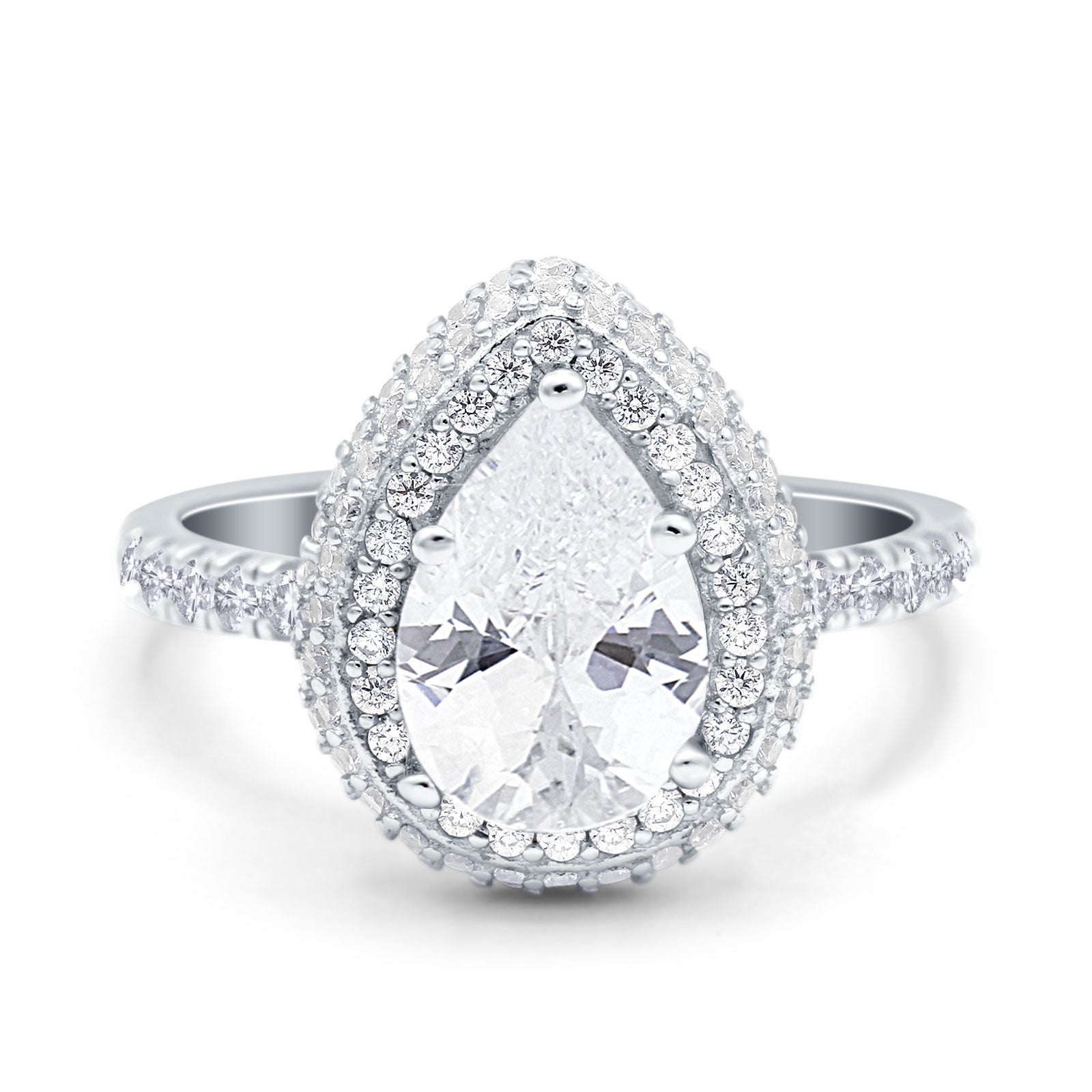 Simulated Cubic Zirconia Size-5 Teardrop Pear Art Deco Vintage 
