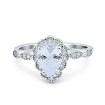 Simulated Cubic Zirconia Size-5 Teardrop Pear Art Deco Wedding Bridal Engagement Ring 925 Sterling Silver