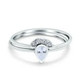 thumbnail image 1 of Simulated Cubic Zirconia Size-5 Teardrop Ring Band Set Pear 925 Sterling Silver, 1 of 7