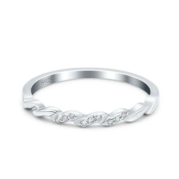 Simulated Cubic Zirconia Size-5 Twist Infinity Band Ring Wedding Band 925 Sterling Silver
