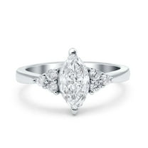 Simulated Cubic Zirconia Size-5 Vintage Art Deco Marquise Wedding Engagement Bridal Ring 925 Sterling Silver