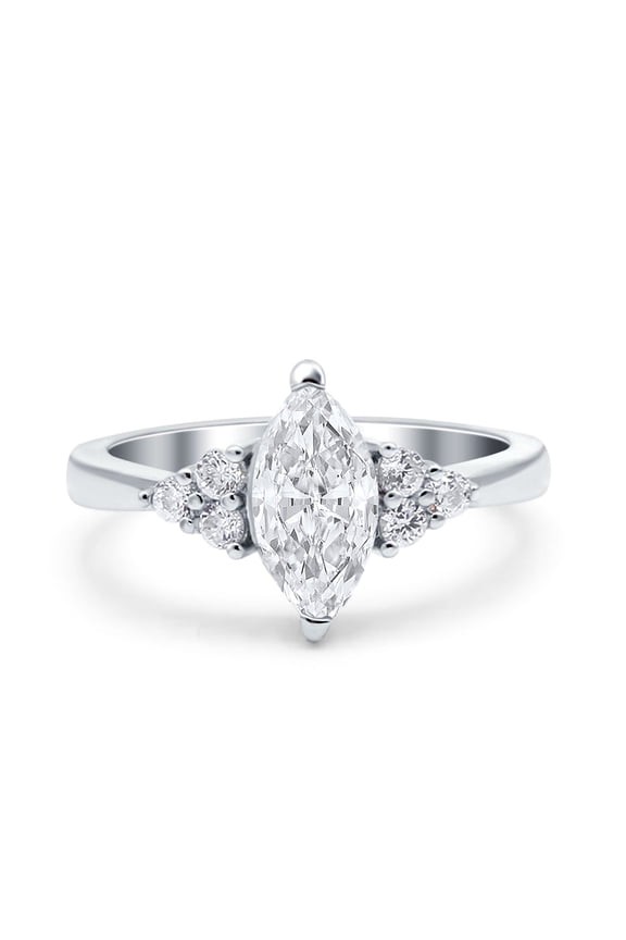Simulated Cubic Zirconia Size-5 Vintage Art Deco Marquise Wedding Engagement Bridal Ring 925 Sterling Silver