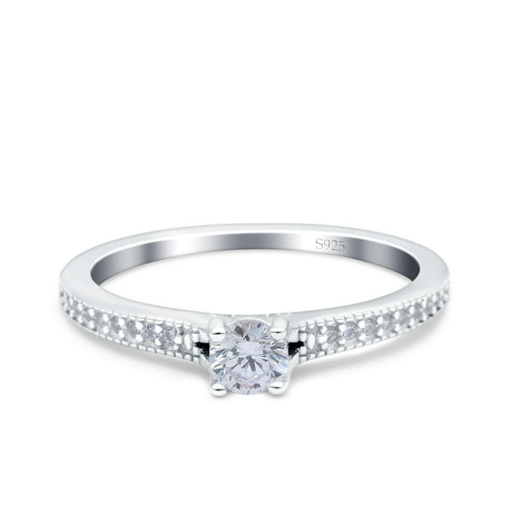 Simulated Cubic Zirconia Size-6 Art Deco Band Wedding Ring 925 Sterling Silver