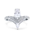 thumbnail image 1 of Simulated Cubic Zirconia Size-6 Art Deco Solitaire Accent Pear Wedding Engagement Bridal Ring Band 925 Sterling Silver, 1 of 7
