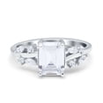 thumbnail image 1 of Simulated Cubic Zirconia Size-6 Emerald Cut Art Deco Engagement Wedding Bridal Ring Round Marquise 925 Sterling Silver, 1 of 7