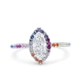 thumbnail image 1 of Simulated Cubic Zirconia Size-6 Marquise Art Deco Multi Color Wedding Bridal Ring 925 Sterling Silver, 1 of 7