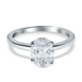 thumbnail image 1 of Simulated Cubic Zirconia Size-6 Oval Cut Cathedral Solitaire Wedding Engagement Ring 925 Sterling Silver, 1 of 7