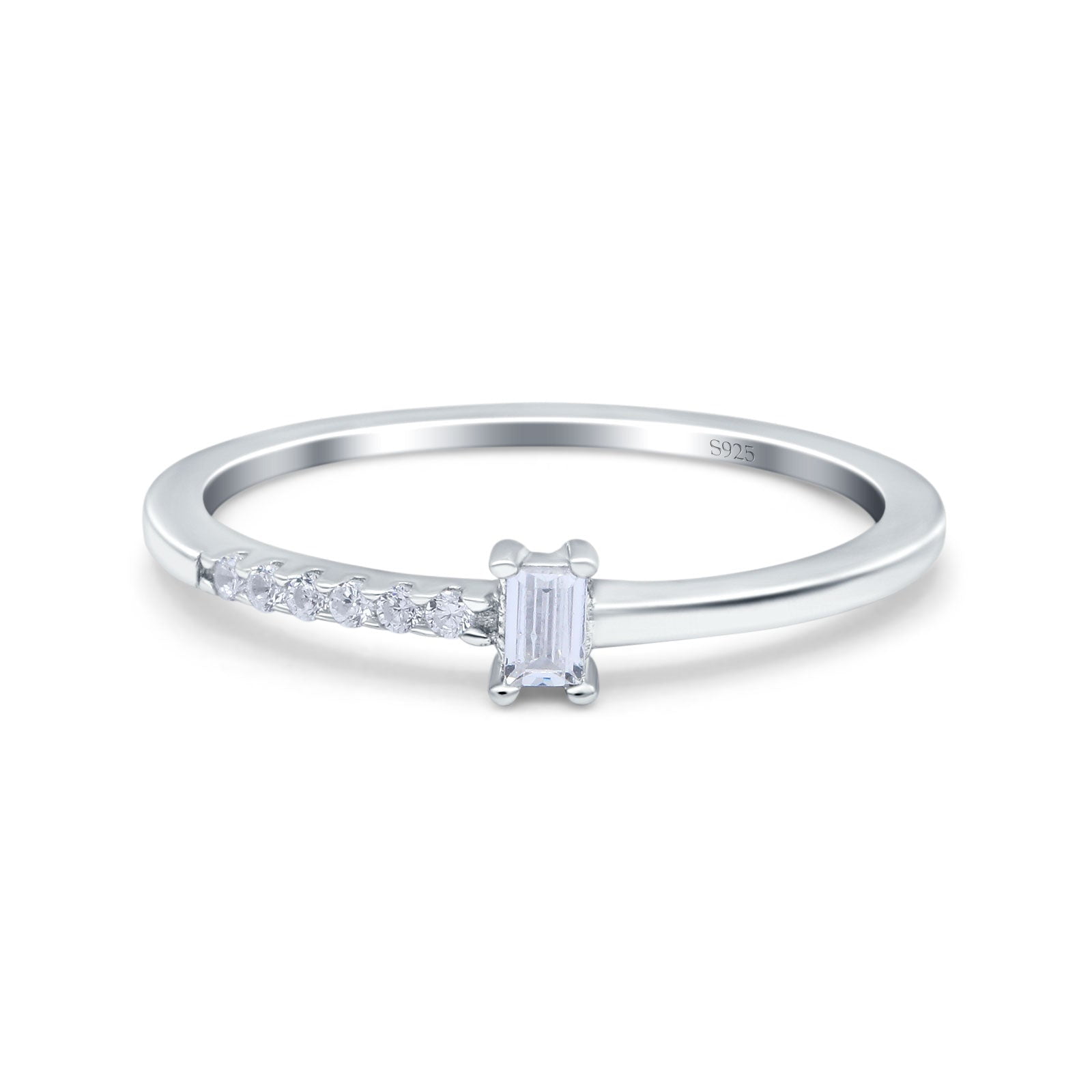 Dainty emerald cut hot sale engagement ring