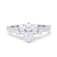 thumbnail image 1 of Simulated Cubic Zirconia Size-6 Teardrop Pear Art Deco Three Stone Accent Engagement Ring 925 Sterling Silver, 1 of 7