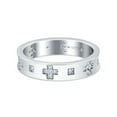 thumbnail image 1 of Simulated Cubic Zirconia Size-7 Cross Eternity Ring Wedding Engagement Band 925 Sterling Silver, 1 of 7