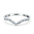 thumbnail image 1 of Simulated Cubic Zirconia Size-7 Curved Marquise Art Dec Half Eternity Stackable Band 925 Sterling Silver, 1 of 7