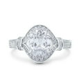 thumbnail image 1 of Simulated Cubic Zirconia Size-7 Oval Art Deco Wedding Engagement Bridal Ring Accent Vintage Round 925 Sterling Silver, 1 of 7