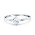 thumbnail image 1 of Simulated Cubic Zirconia Size-7 Three Stone Vintage Art Deco Engagement Bridal Ring 925 Sterling Silver, 1 of 7