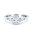 thumbnail image 1 of Simulated Cubic Zirconia Size-8 Art Deco Oval Wedding Bridal Ring Pear CZ 925 Sterling Silver, 1 of 7