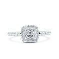 thumbnail image 1 of Simulated Cubic Zirconia Size-8 Art Deco Square Halo Wedding Engagement Bridal Ring 925 Sterling Silver, 1 of 7