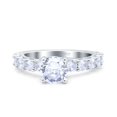 thumbnail image 1 of Simulated Cubic Zirconia Size-8 Art Deco Wedding Bridal Ring 925 Sterling Silver, 1 of 7